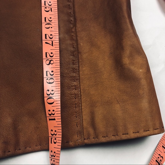 B&C Bod & Christensen Mens Jacket Coat Size 48 Brown Leather Distressed - Picture 13 of 14